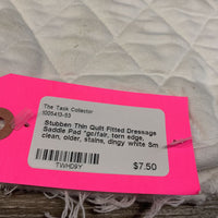 Thin Quilt Fitted Dressage Saddle Pad *gc/fair, torn edge, clean, older, stains, dingy
