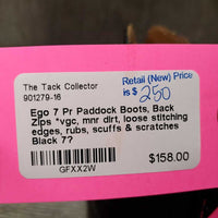 Pr Paddock Boots, Back Zips *vgc, mnr dirt, loose stitching edges, rubs, scuffs & scratches