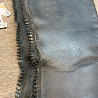 Leather Half Chaps, Back Zipper *gc, clean, dirt/residue, rubs, faded, undone stitching - L
