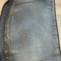 Leather Half Chaps, Back Zipper *gc, clean, dirt/residue, rubs, faded, undone stitching - L
