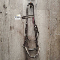 Flat Bridle, bling Nose & Brow *vgc, stiff, dirt, tight keeper, twists, loose bling corners
