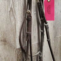 Flat Bridle, bling Nose & Brow *vgc, stiff, dirt, tight keeper, twists, loose bling corners
