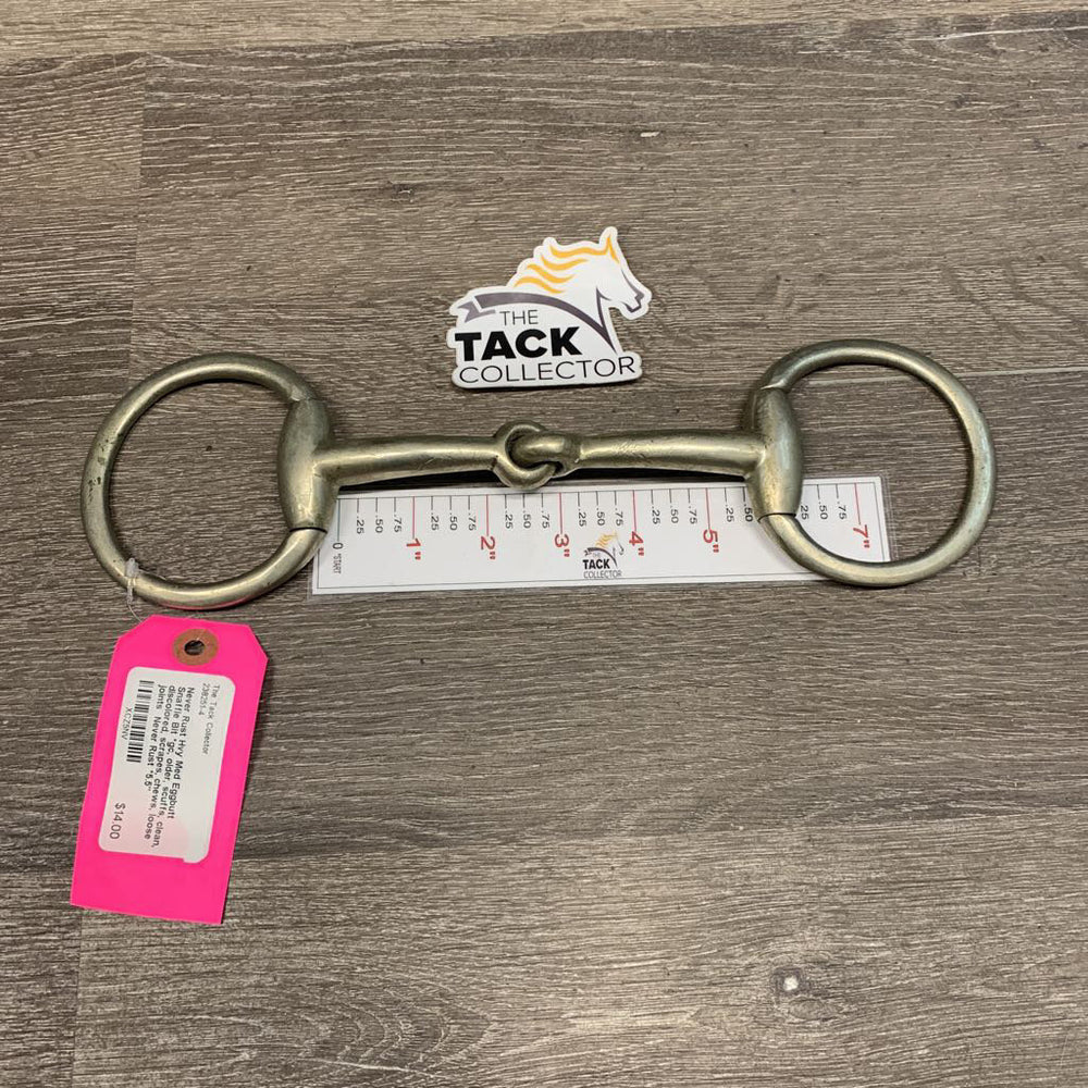 Hvy Med Eggbutt Snaffle Bit *gc, older, scuffs, clean, discolored, scrapes, chews, loose joints