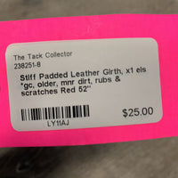 Stiff Padded Leather Girth, x1 els *gc, older, mnr dirt, rubs & scratches
