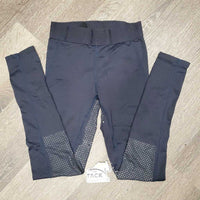 JUNIORS Pull On Full Sticky Seat Riding Tight Breeches *gc, dry/peeled stickies, seam rubs, pilly waist
