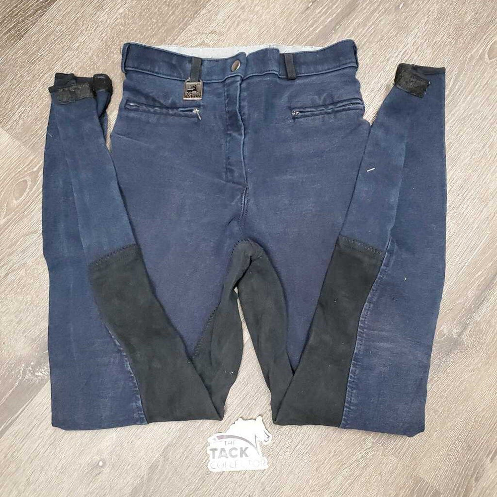 High Waist Full Seat Denim Breeches *gc/fair, faded, undone waist edge, pills, rubs, older, seam puckers