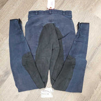 High Waist Full Seat Denim Breeches *gc/fair, faded, undone waist edge, pills, rubs, older, seam puckers
