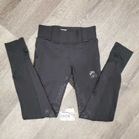 JUNIORS Full Seat Sticky Riding Tight Breeches, waist pocket *gc, hair, linty?pilly inside, pulled/loose knee stitching, rubs
