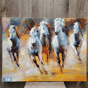Canvas Painting "5 Greys" *vgc, small punctures, bottom edge rubs