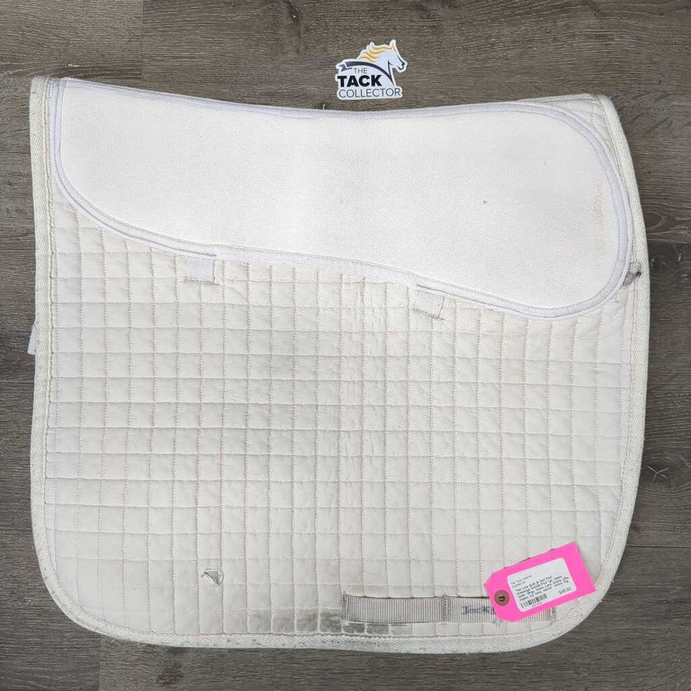 Quilt & Half Pad Dressage Saddle Pad *gc, clean, older, dingy, holes, rubs, stains, pilly edges, cut tabs, marker