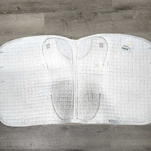 Quilt & Half Pad Dressage Saddle Pad *gc, clean, older, dingy, holes, rubs, stains, pilly edges, cut tabs, marker