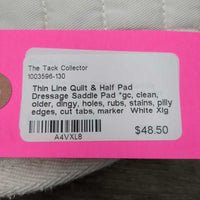 Quilt & Half Pad Dressage Saddle Pad *gc, clean, older, dingy, holes, rubs, stains, pilly edges, cut tabs, marker