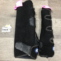 Pr Ice Boots *NO Ice Packs, gc, clean, hairy, pilly, torn & holey edges, velcro: torn, weak & hairy velcro, older
