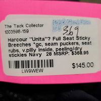 "Unita"? Full Seat Sticky Breeches *gc, seam puckers, seat rubs, v.pilly inside, peeling/dry stickies
