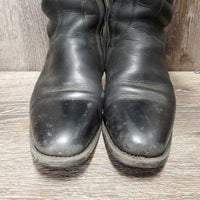 Pr Dressage Boots, zips, Navy Statler Bag *gc, Split zip, v.dirty, stitching, rubs, older, holey/thin edge
