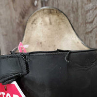 Pr Dressage Boots, zips, Navy Statler Bag *gc, Split zip, v.dirty, stitching, rubs, older, holey/thin edge
