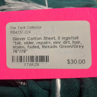 Cotton Sheet, 0 legs/tail *fair, older, repairs, mnr dirt, hair, stains, faded, threads
