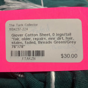 Cotton Sheet, 0 legs/tail *fair, older, repairs, mnr dirt, hair, stains, faded, threads