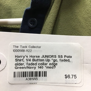 JUNIORS SS Polo Shirt, 1/4 Button Up *gc, faded, older, faded collar edge