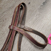 Flat Leather Headstall, laces *gc, dirty, stains, rubs, scratches