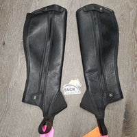 Pr Leather Half Chaps, bag *vgc, clean, rubs, mnr dirt
