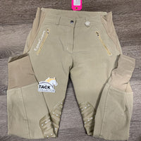 Breeches, Sticky Knees *expanded waist, gc, seat: stretched, puckered & pulled seat seam
