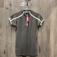 SS Shirt, 1/4 Zip Up, Mesh Back & pits *gc, seam puckers, wrinkled
