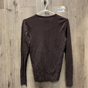 LS V Neck Wool Sweater *gc, older?, puckers, shrunk? mnr hair