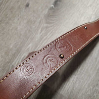 Flat Leather Tooled Belt, buckle *vgc, mnr dents, rubs & scratches, xhole
