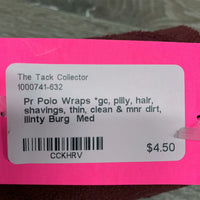 Pr Polo Wraps *gc, pilly, hair, shavings, thin, clean & mnr dirt, llinty