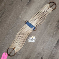 15 String Nylon Rope Cinch, 2 x D rings *fair, v.dirty, stains, hair, v.rusty, snags
