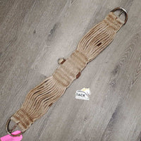 27 Thick Cotton Rope Cinch, 2x D rings *gc, v.dirty, stains, v.hairy, rust, snags, rubs
