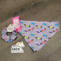 Cotton Dog Collar Bandana, Matching Hair Scrunchie *new
