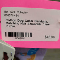 Cotton Dog Collar Bandana, Matching Hair Scrunchie *new
