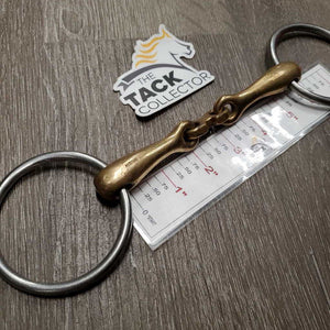 Med Hvy French Link Loose Ring Bit, small flat Center Bar *gc, clean, scratches, chews, mnr stains