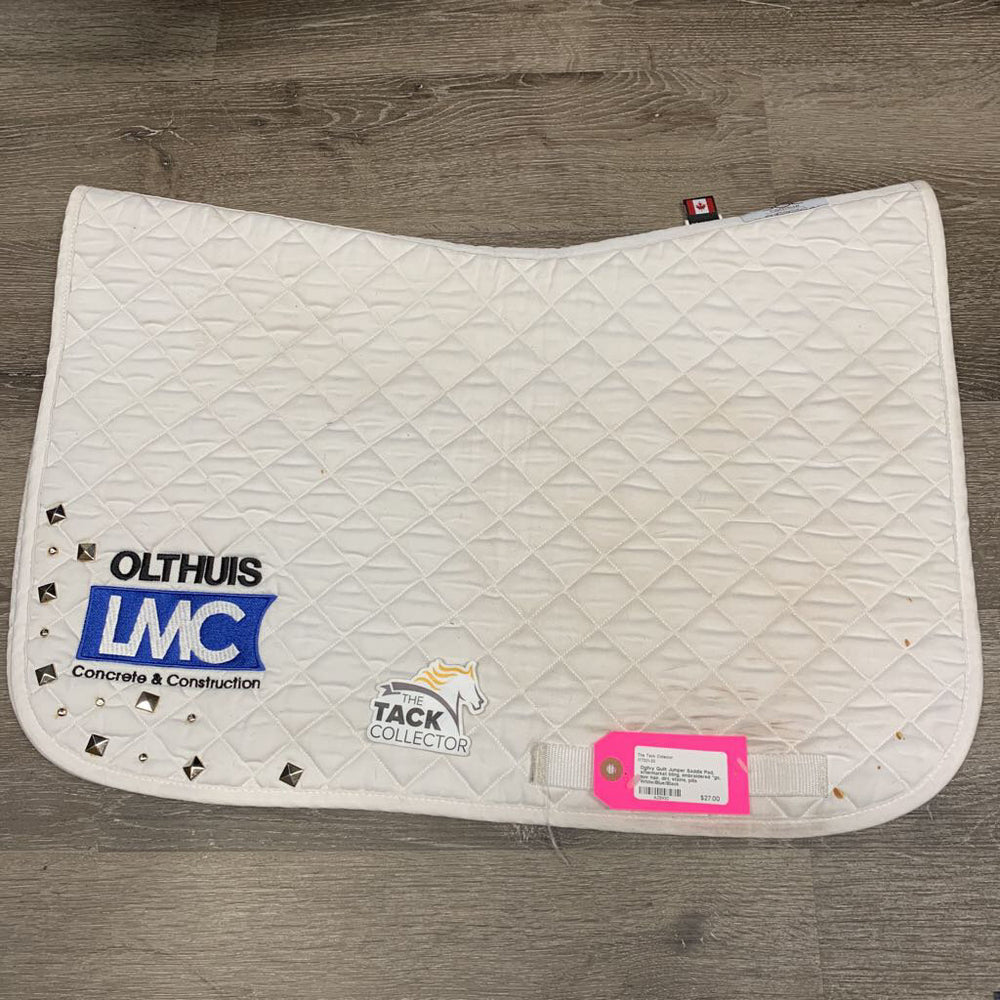 Quilt Jumper Saddle Pad, aftermarket bling, embroidered *gc, mnr hair, dirt, stains, pills