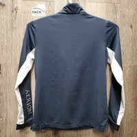 LS Sun Shirt, 1/4 Zip Up, mesh sleeves *gc, mnr snags & stains
