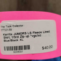 JUNIORS LS Fleece Lined Shirt, 1/3rd Zip up *vgc/xc
