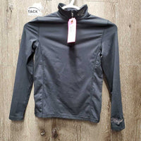 JUNIORS LS Shirt, 1/4 Zip Up *gc, older, seam rubs, mnr loose threads, faded?
