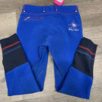 JUNIORS "Topki" Euroseat Breeches, adjustable waist *gc, fuzzy, mnr seam & knee puckers & stains, thread, snags
