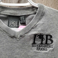 LS V Neck Cotton Sweater "Huska-Berg Farms" *xc/like new
