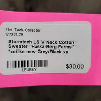 LS V Neck Cotton Sweater "Huska-Berg Farms" *xc/like new
