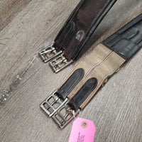 Padded Leather Girth. 1x els *gc/fair, older, rubs, torn/frayed elastic, loose stitching, residue, film
