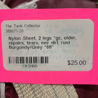 Nylon Sheet, 2 legs *gc, older, repairs, tears, mnr dirt, rust
