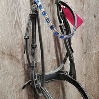 Rsd Padded Monocrown Bridle, crank, flash, bling, buckles *gc, dirty, dry, stiff, scraped edges
