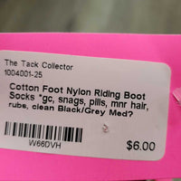 Cotton Foot Nylon Riding Boot Socks *gc, snags, pills, mnr hair, rubs, clean
