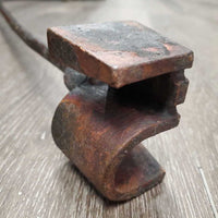 3 Hvy Metal Branding Irons, 1 stamped "OM Franklin Serum Co" *vintage, gc, rust
