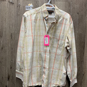 MENS LS Western Shirt, buttons *gc, faded, older, seam puckers, crinkled, bubbled, shrunk?