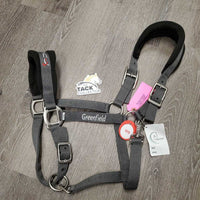 Soft Nylon Fleece Padded Halter, snap, adj, tag *xc/like new, mnr hair
