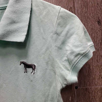 SS Polo Shirt, 1/4 Button Up *gc, mnr hair, stains, pilly cuffs
